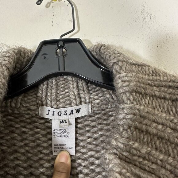Jigsaw Womens Cardigan Chunky Knit Alpaca Wool Cozy Pockets Button Front Sz M/L - Picture 4 of 6